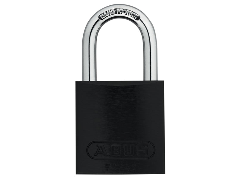 A six-pack of keyed alike Black ABUS 72/40 long shackle safety padlocks.