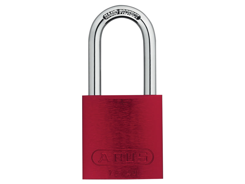 Keyed alike Pink ABUS 72/40 long shackle aluminium safety padlock (KA45239).