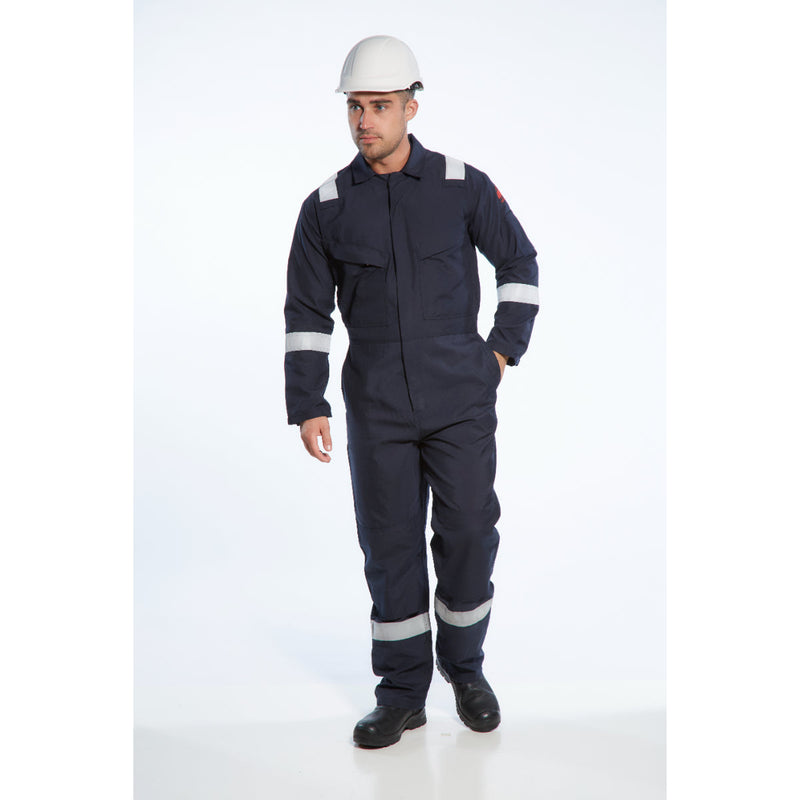 Back view of the Portwest Araflame Gold Coverall AF53 showing gusset.