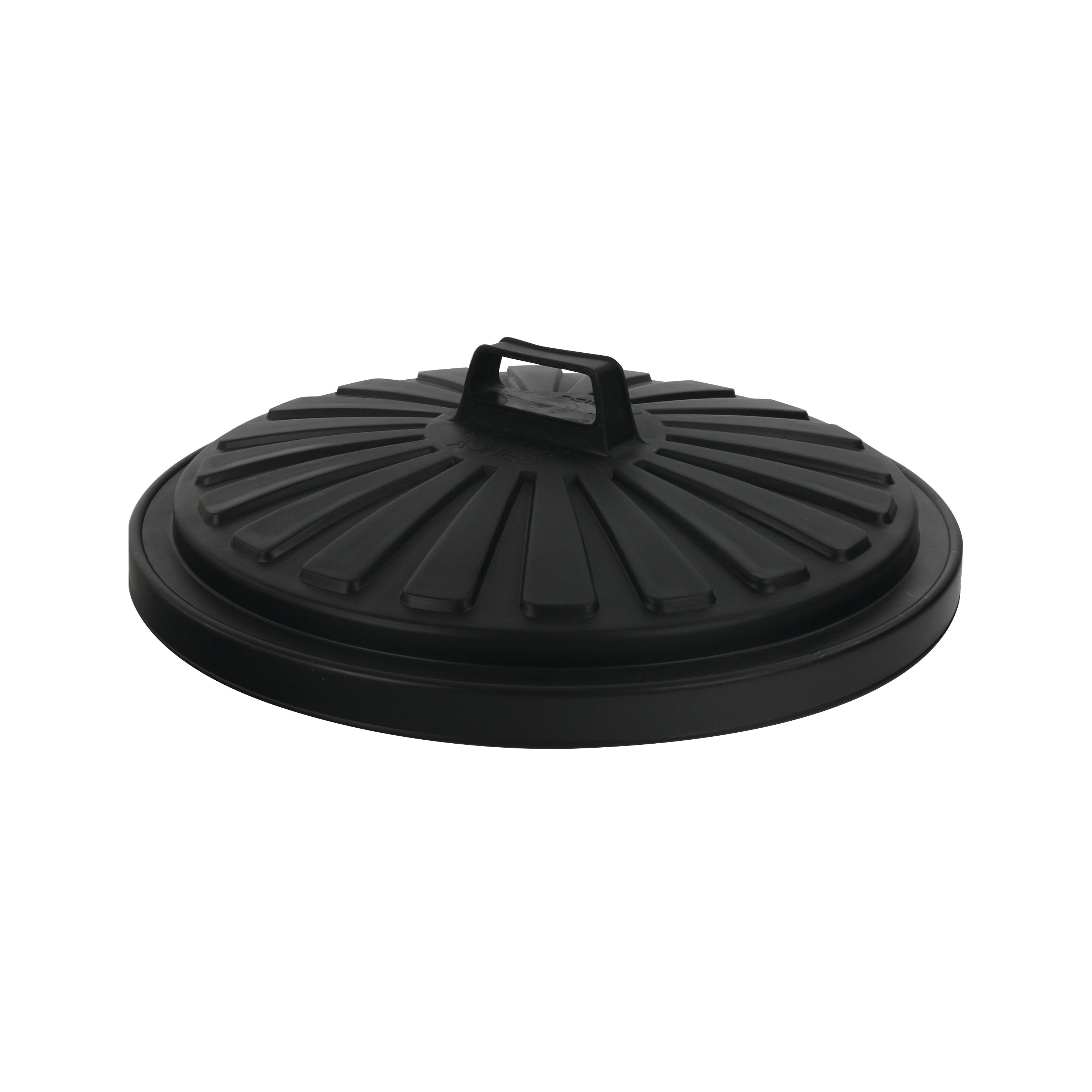 90-litre round dustbin lid in solid black, designed for a secure fit on bin base.