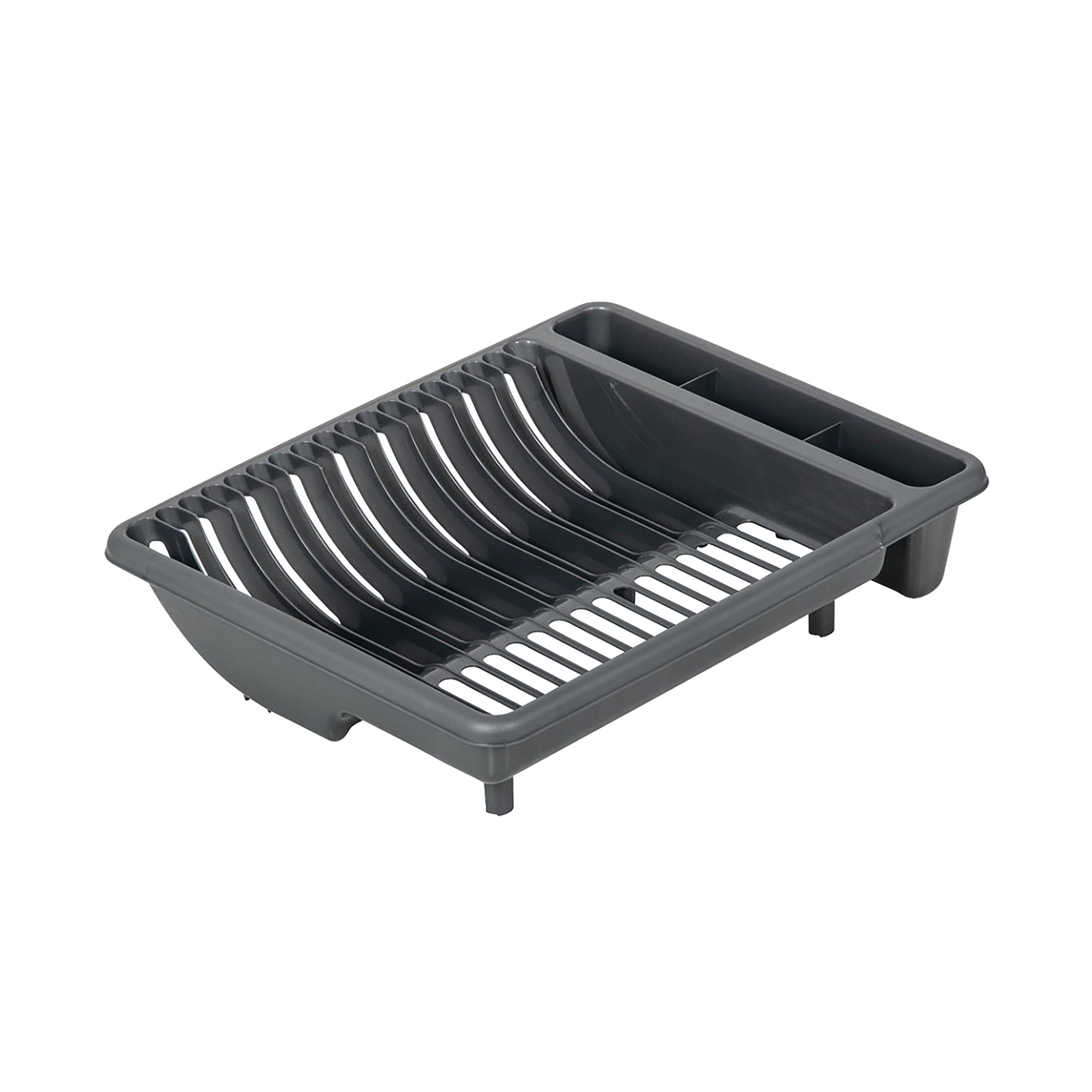 Top-down view of the Addis metallic grey draining rack, showing its full layout.