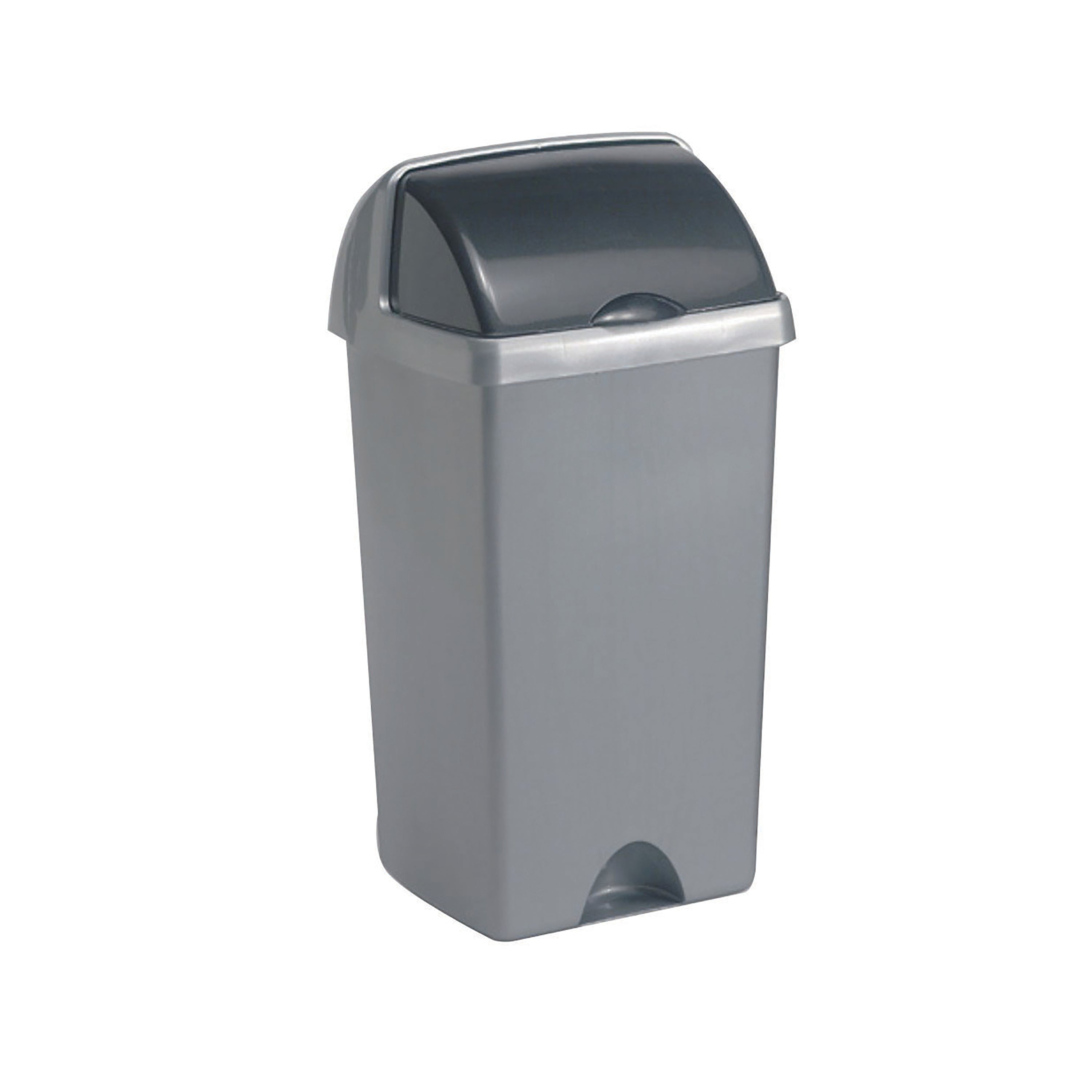50-litre roll-top bin in a modern metallic finish, with the lid partially open.