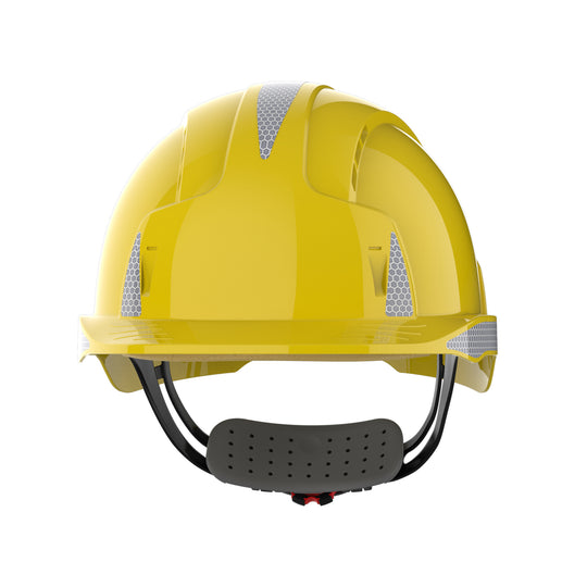 JSP EVOLite Safety Helmet with Reflective CR2 Decals - Wheel Ratchet - Vented - Yellow