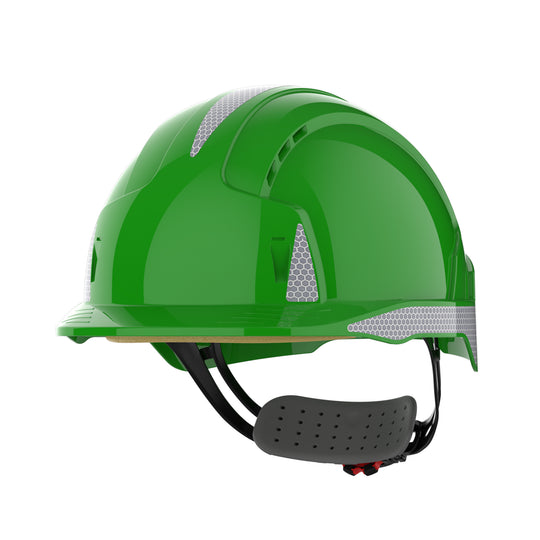 JSP EVOLite Safety Helmet with Reflective CR2 Decals - Wheel Ratchet - Vented - Green