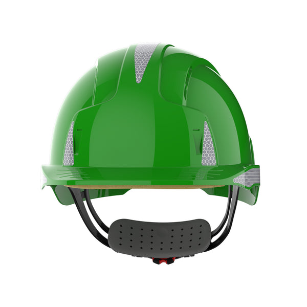 JSP EVOLite Safety Helmet with Reflective CR2 Decals - Wheel Ratchet - Vented - Green
