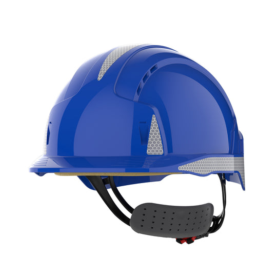 JSP EVOLite Safety Helmet with Reflective CR2 Decals - Wheel Ratchet - Vented - Blue