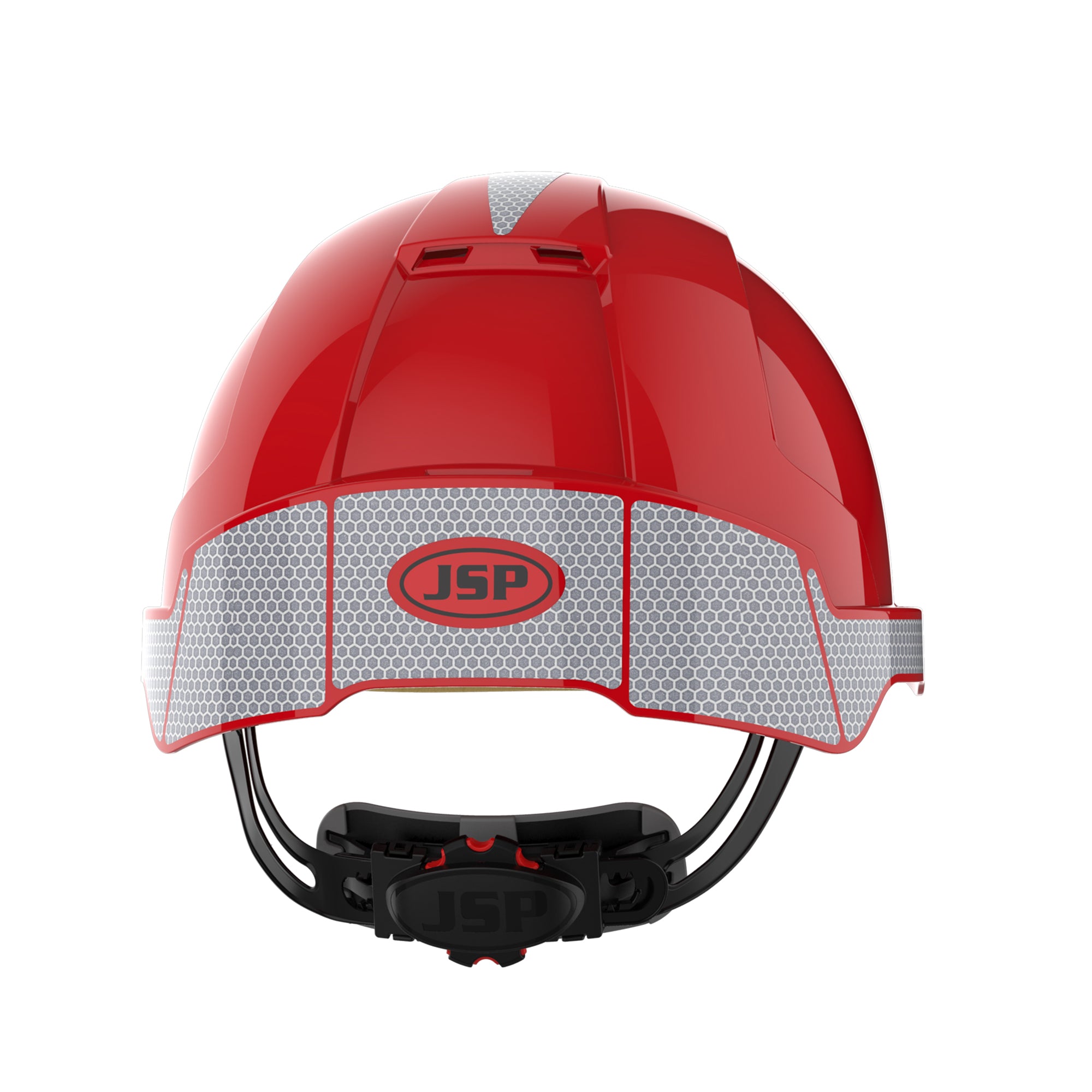 JSP EVOLite Safety Helmet with Reflective CR2 Decals - Wheel Ratchet - Vented - Red
