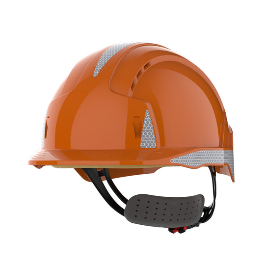 JSP EVOLite Safety Helmet with Reflective CR2 Decals - Wheel Ratchet - Vented - Orange