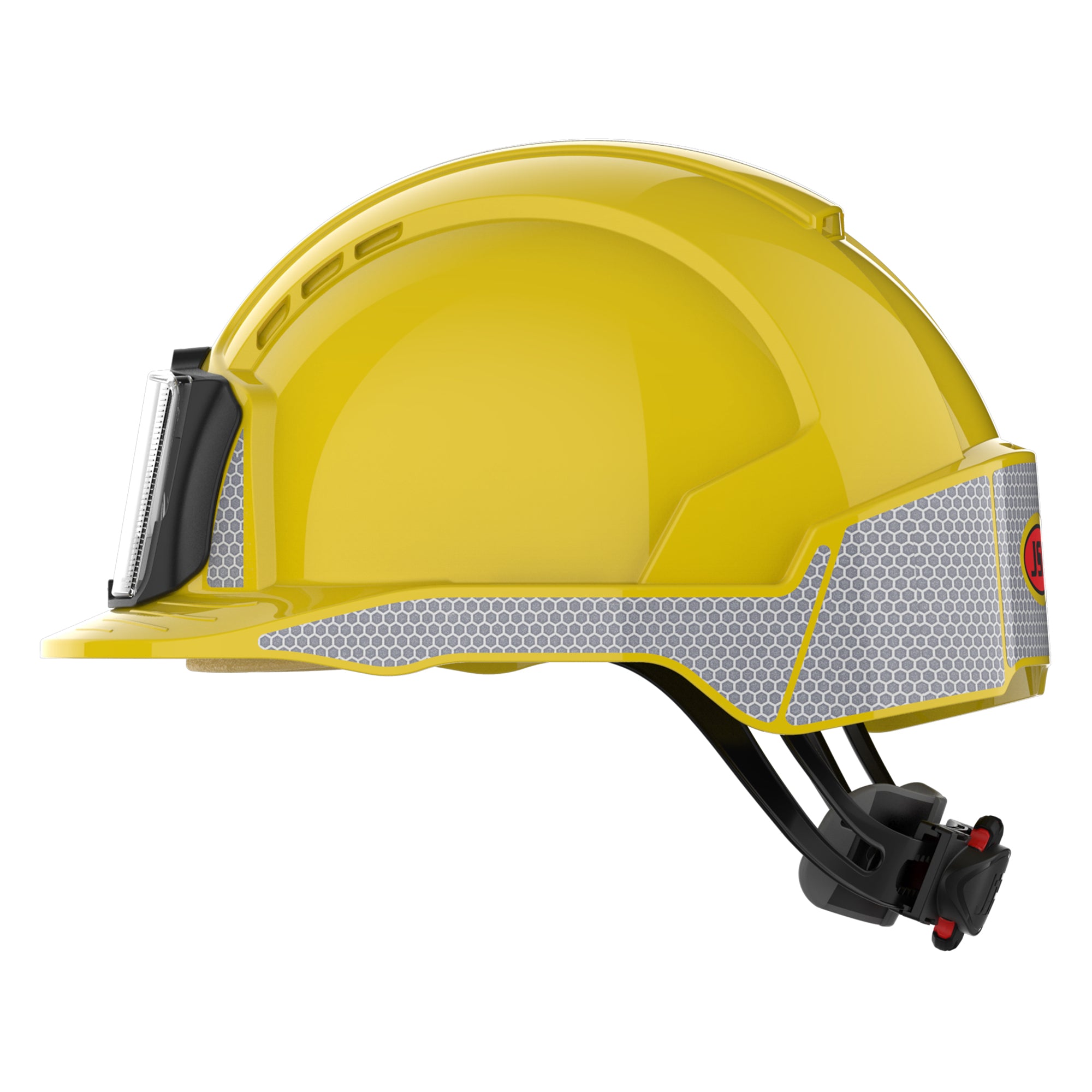 JSP EVOLite Safety Helmet with Reflective CR2 Decals and ID Card Holder / Lamp Bracket - Yell