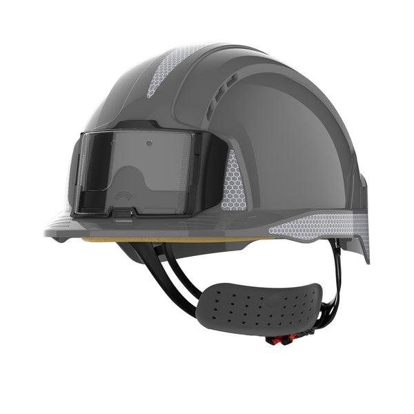 JSP EVOLite Safety Helmet with CR2 Decals and ID Card Holder / Lamp Bracket - Grey