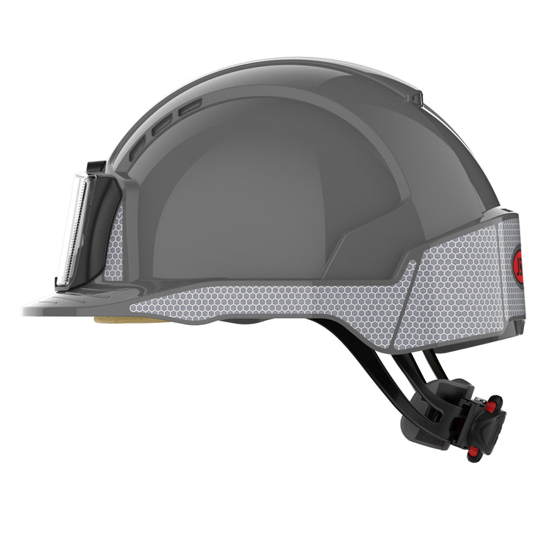 JSP EVOLite Safety Helmet with CR2 Decals and ID Card Holder / Lamp Bracket - Grey
