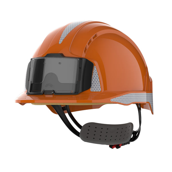 JSP EVOLite Safety Helmet with CR2 Decals and ID Card Holder / Lamp Bracket - Orange