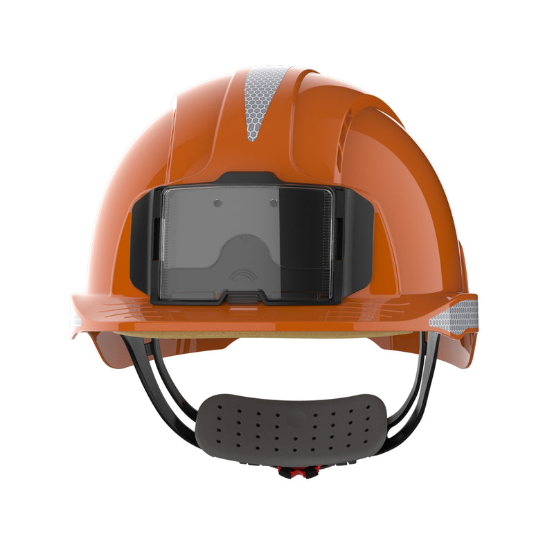 JSP EVOLite Safety Helmet with CR2 Decals and ID Card Holder / Lamp Bracket - Orange