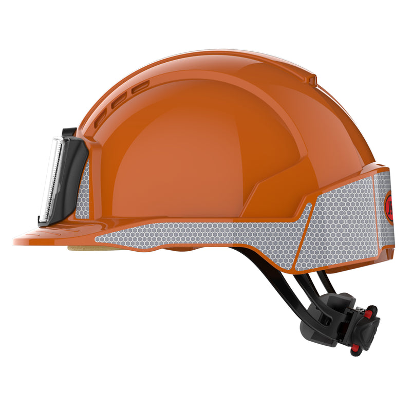 JSP EVOLite Safety Helmet with CR2 Decals and ID Card Holder / Lamp Bracket - Orange