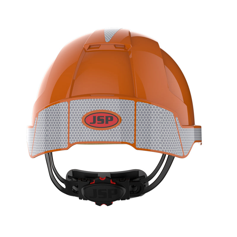 JSP EVOLite Safety Helmet with CR2 Decals and ID Card Holder / Lamp Bracket - Orange