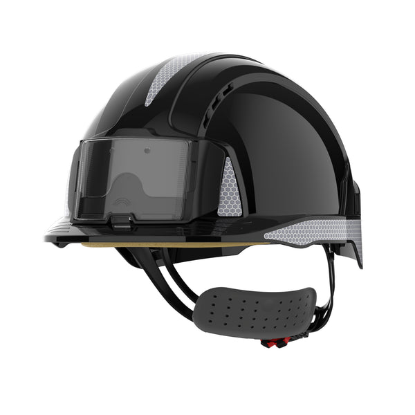 JSP EVOLite Safety Helmet with CR2 Decals and ID Card Holder / Lamp Bracket - Black