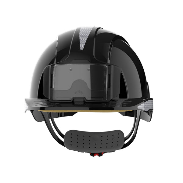 JSP EVOLite Safety Helmet with CR2 Decals and ID Card Holder / Lamp Bracket - Black