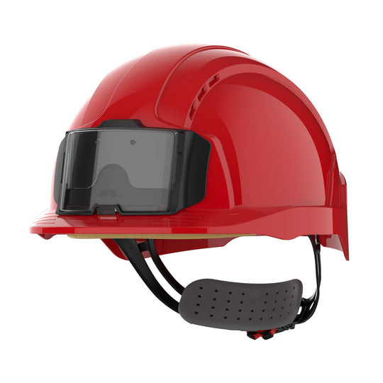 JSP EVOLite Safety Helmet with ID Card Holder / Lamp Bracket - Red