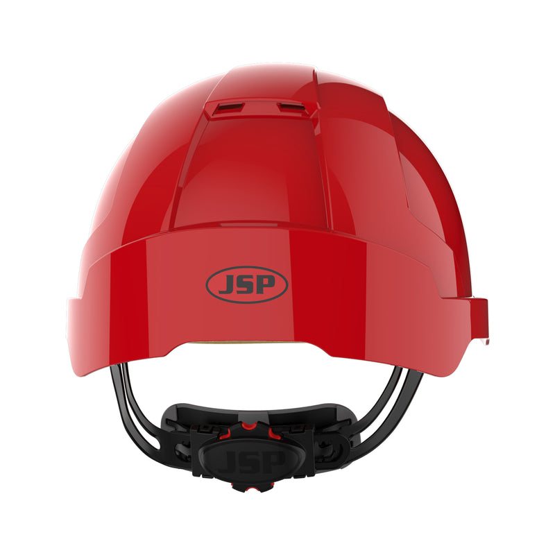 JSP EVOLite Safety Helmet - Micro Peak - Wheel Ratchet - Vented - Red
