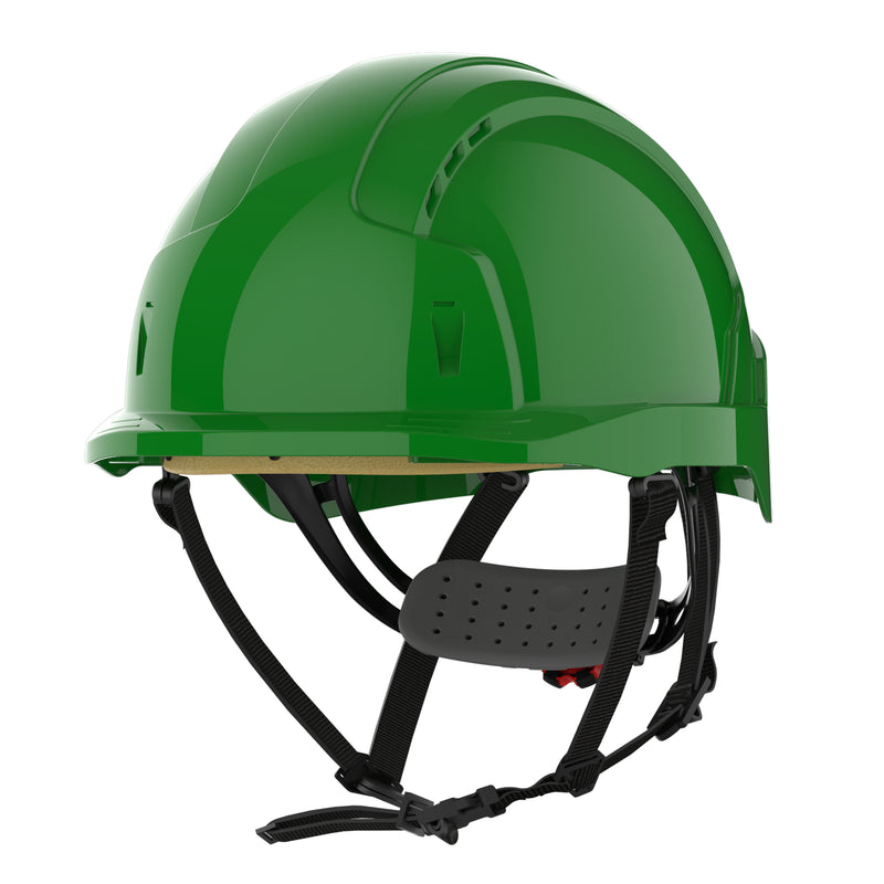JSP EVOLite Linesman Safety Helmet - Wheel Ratchet - Vented - Green