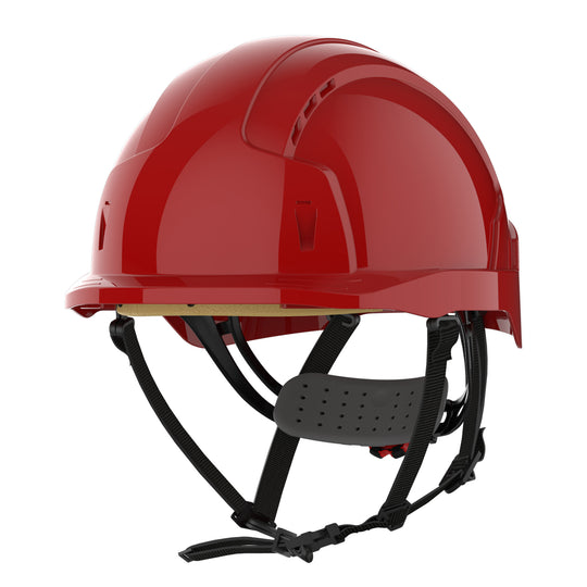 JSP EVOLite Linesman Safety Helmet - Wheel Ratchet - Vented - Red