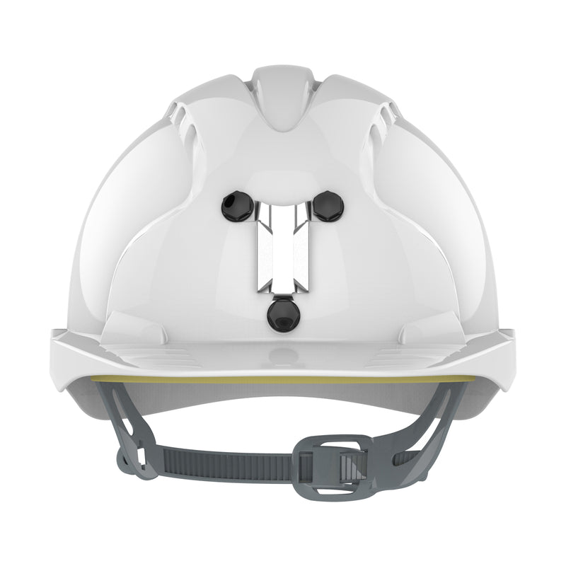 JSP EVO3 Mining Safety Helmet with Lamp Bracket - Slip Ratchet - White