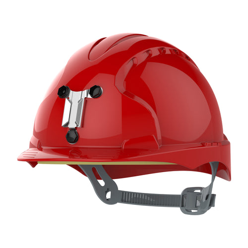 JSP EVO3 Mining Safety Helmet with Lamp Bracket - Slip Ratchet - Red
