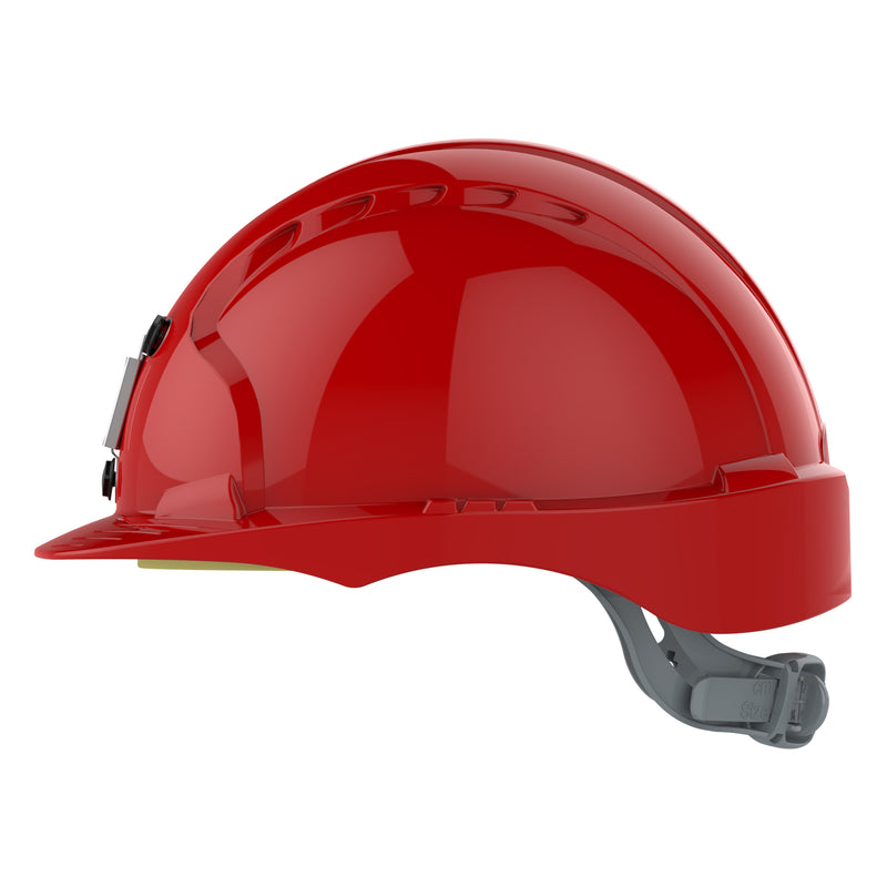 JSP EVO3 Mining Safety Helmet with Lamp Bracket - Slip Ratchet - Red