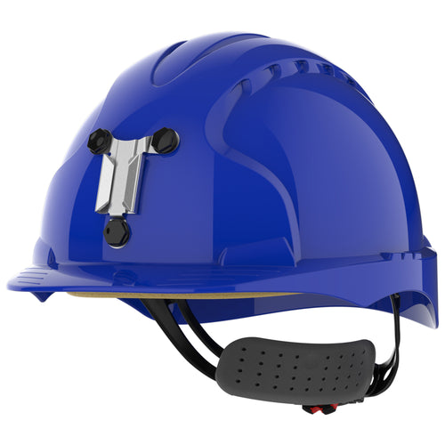 JSP EVO3 Mining Safety Helmet with Lamp Bracket - Wheel Ratchet - Blue