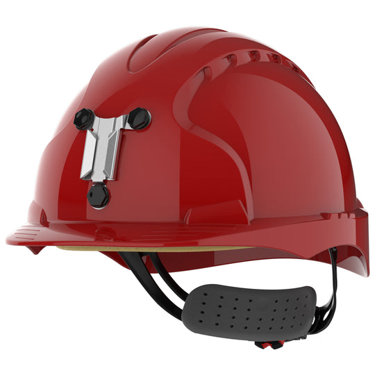 JSP EVO3 Safety Helmet - Micro Peak - Wheel Ratchet - Red