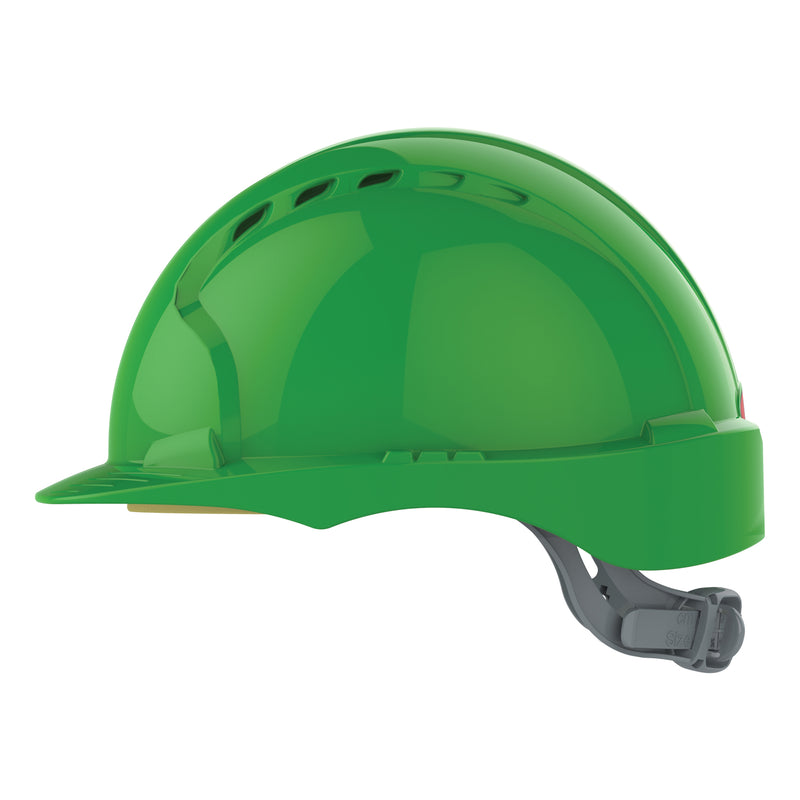 JSP EVO3 Safety Helmet - Slip Ratchet - Vented - Green