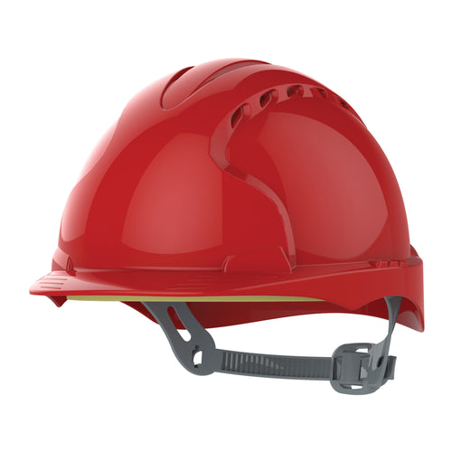 JSP EVO3 Safety Helmet - Slip Ratchet - Vented - Red