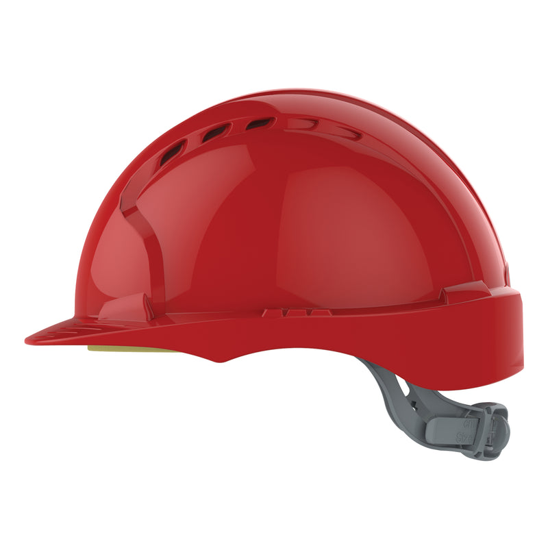 JSP EVO3 Safety Helmet - Slip Ratchet - Vented - Red