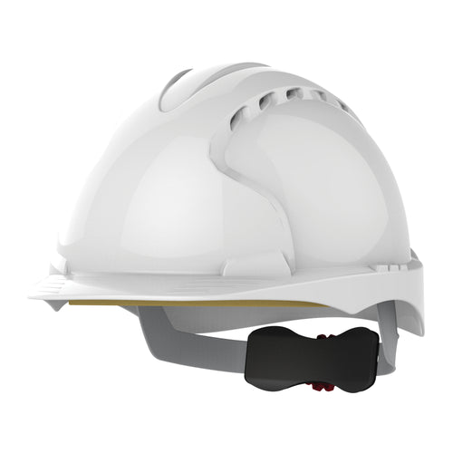 JSP EVO3 Safety Helmet - Wheel Ratchet - Vented - White