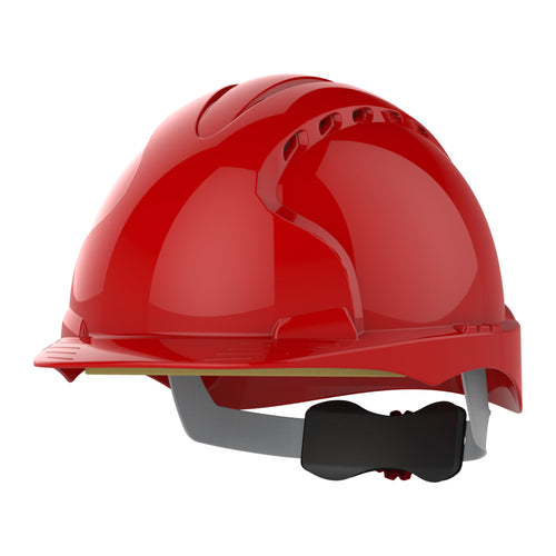 JSP EVO3 Safety Helmet - Wheel Ratchet - Vented - Red