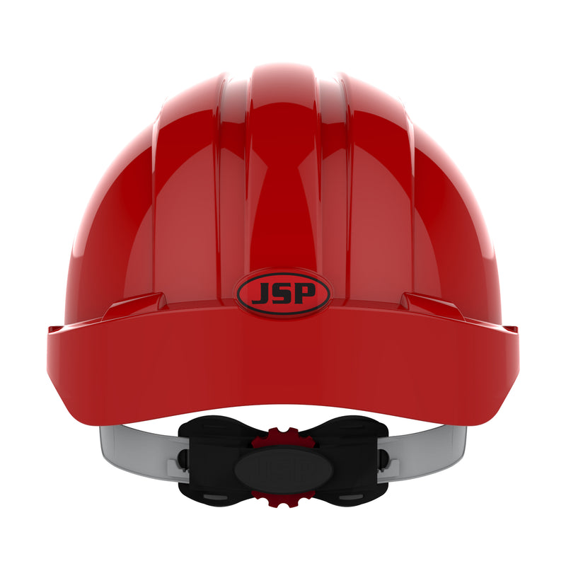 JSP EVO3 Safety Helmet - Wheel Ratchet - Vented - Red