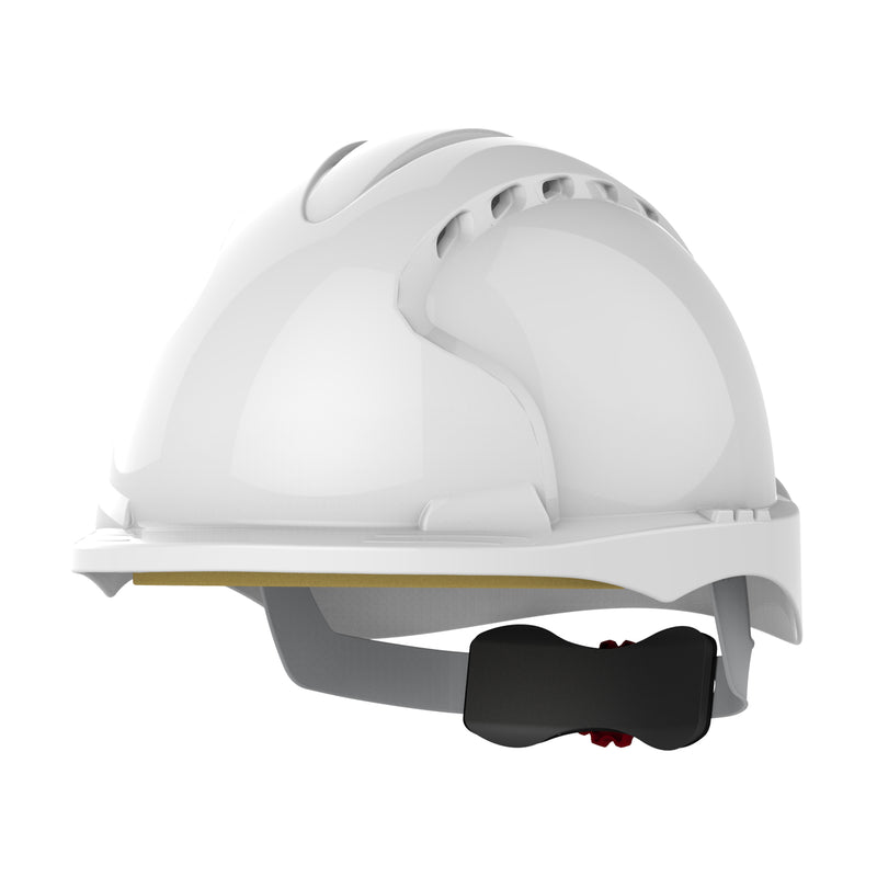 JSP EVO3 Safety Helmet - Micro Peak - Wheel Ratchet - Vented - White