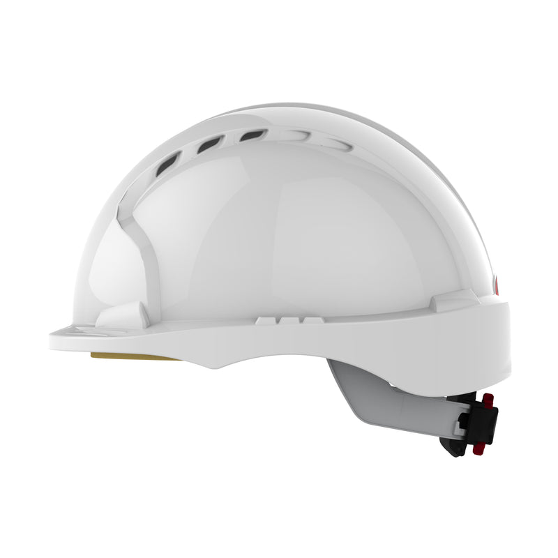 JSP EVO3 Safety Helmet - Micro Peak - Wheel Ratchet - Vented - White