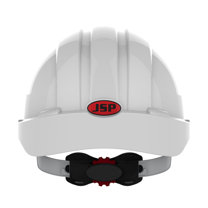 JSP EVO3 Safety Helmet - Micro Peak - Wheel Ratchet - Vented - White