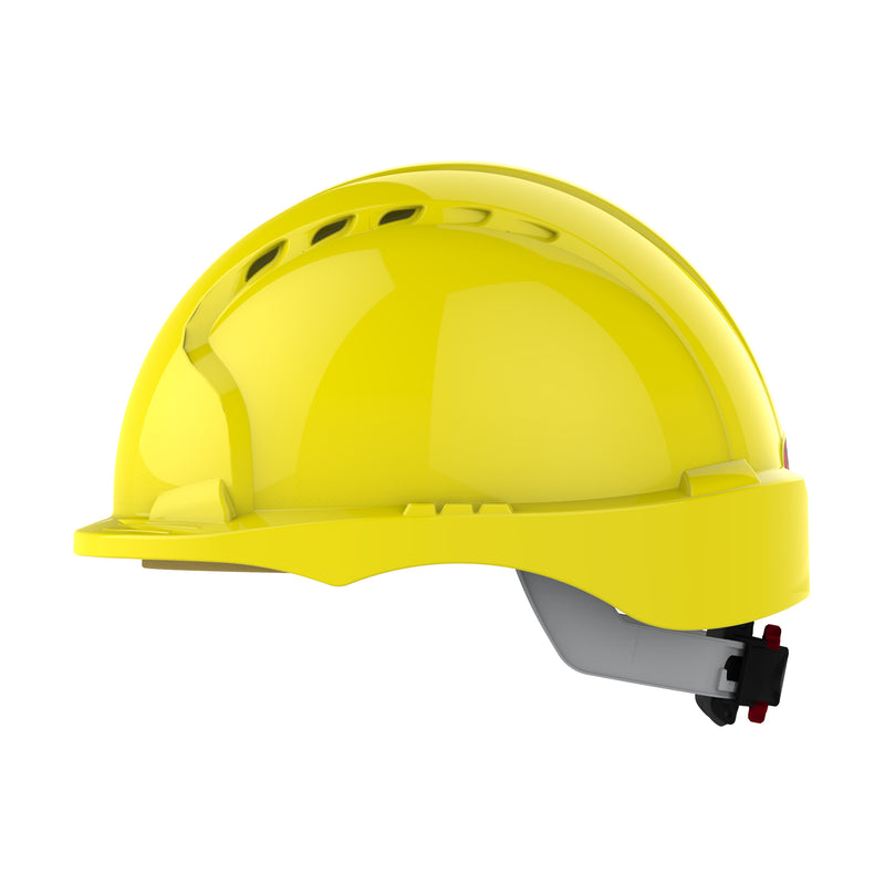 JSP EVO3 Safety Helmet - Micro Peak - Wheel Ratchet - Vented - Yellow