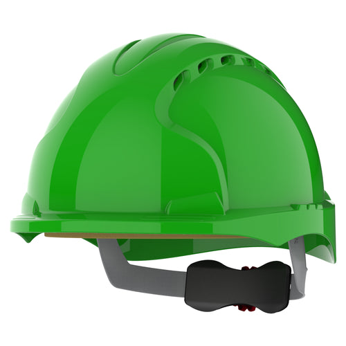 JSP EVO3 Safety Helmet - Micro Peak - Wheel Ratchet - Vented - Green