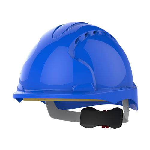 JSP EVO3 Safety Helmet - Micro Peak - Wheel Ratchet - Vented - Blue