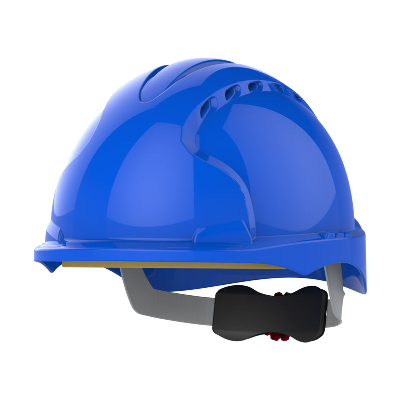 JSP EVO3 Safety Helmet - Micro Peak - Wheel Ratchet - Vented - Blue