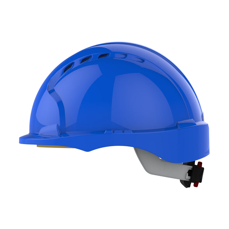 JSP EVO3 Safety Helmet - Micro Peak - Wheel Ratchet - Vented - Blue