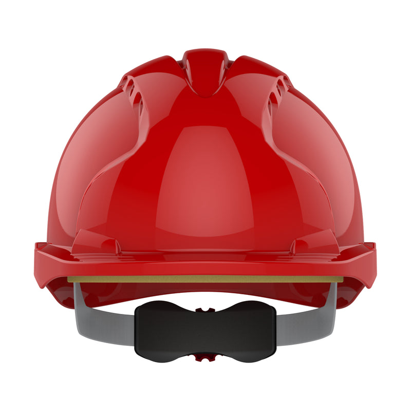 JSP EVO3 Safety Helmet - Micro Peak - Wheel Ratchet - Vented - Red