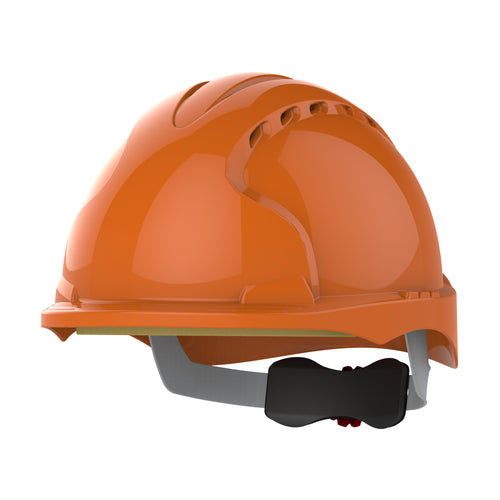 JSP EVO3 Safety Helmet - Micro Peak - Wheel Ratchet - Vented - Orange
