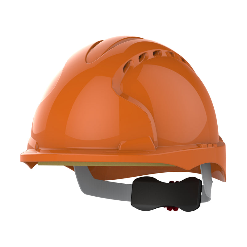 JSP EVO3 Safety Helmet - Micro Peak - Wheel Ratchet - Vented - Orange