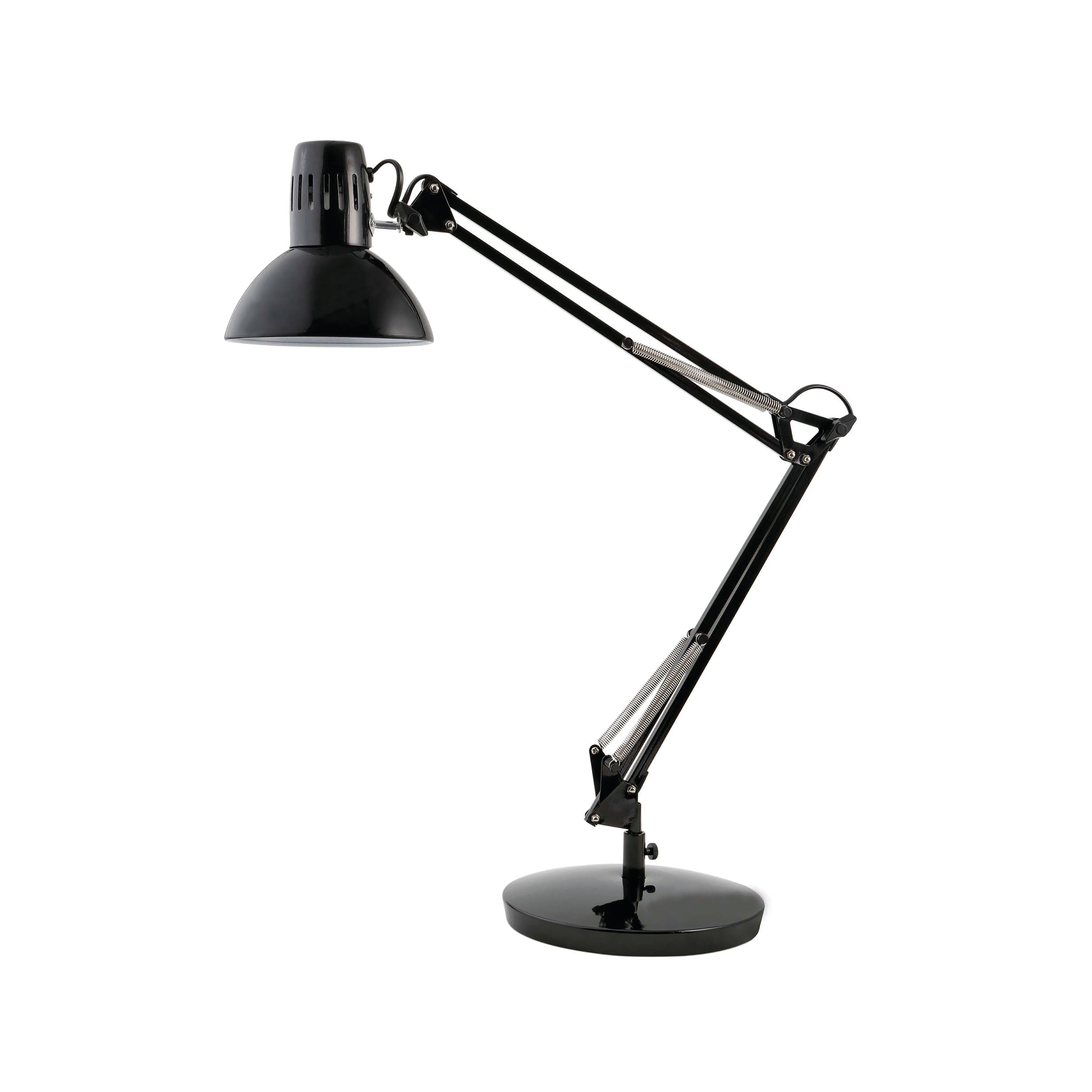 Alba black architect-style desk lamp with flexible arm and adjustable metal shade