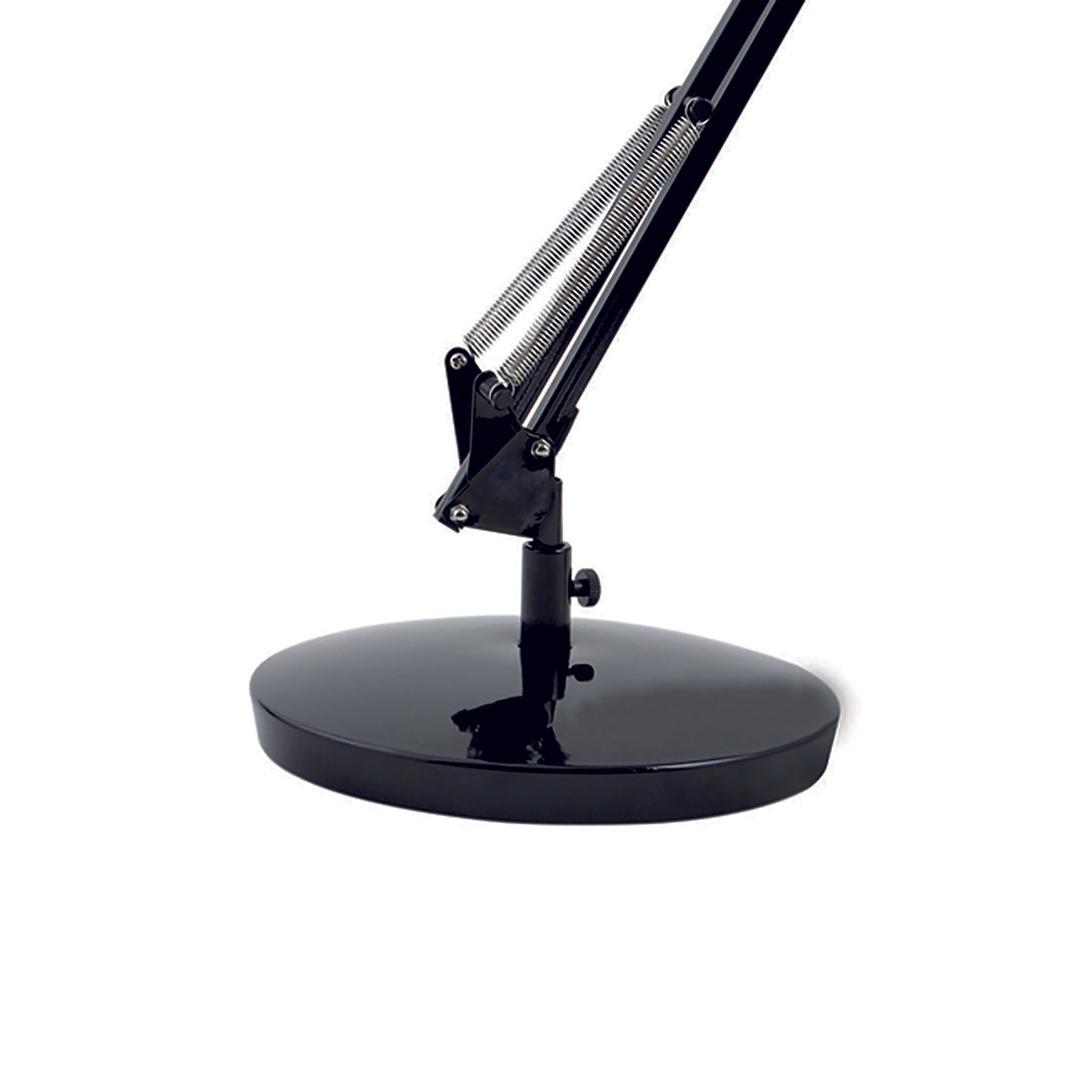 Alba architect desk lamp in black with adjustable arm, viewed from rear angle