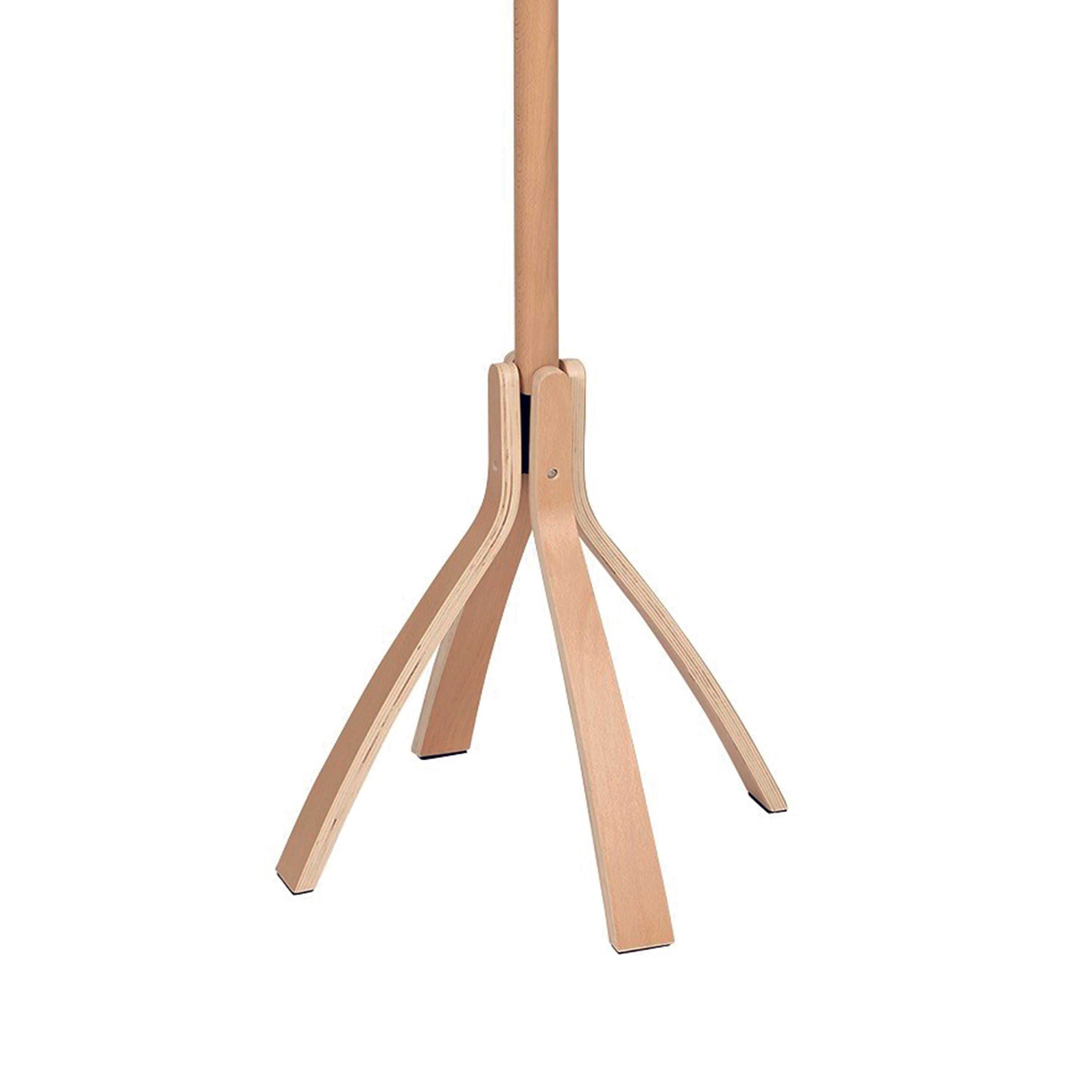 light wood Cafe coat stand base and lower pole detail with smooth craftsmanship